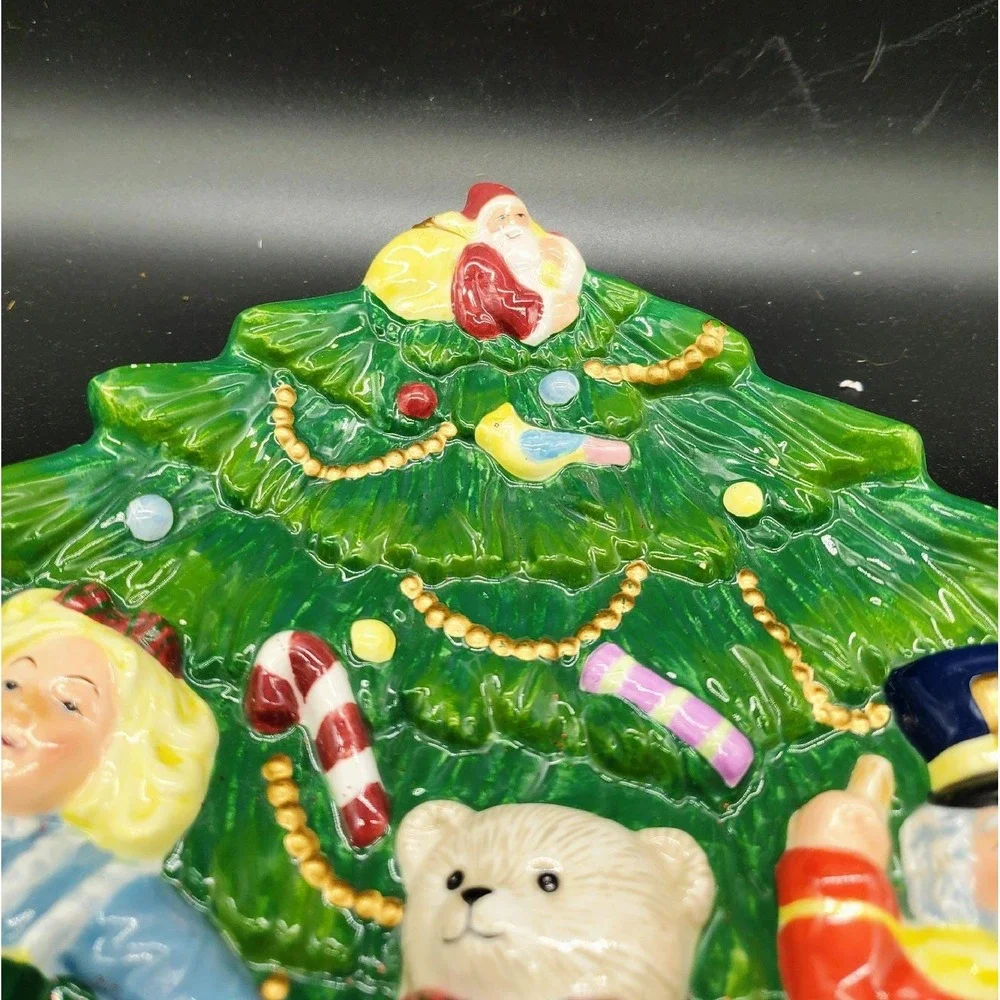 Spode Christmas Tree Cookie Plate Toys Around The Tree Presents Doll Bear 11
